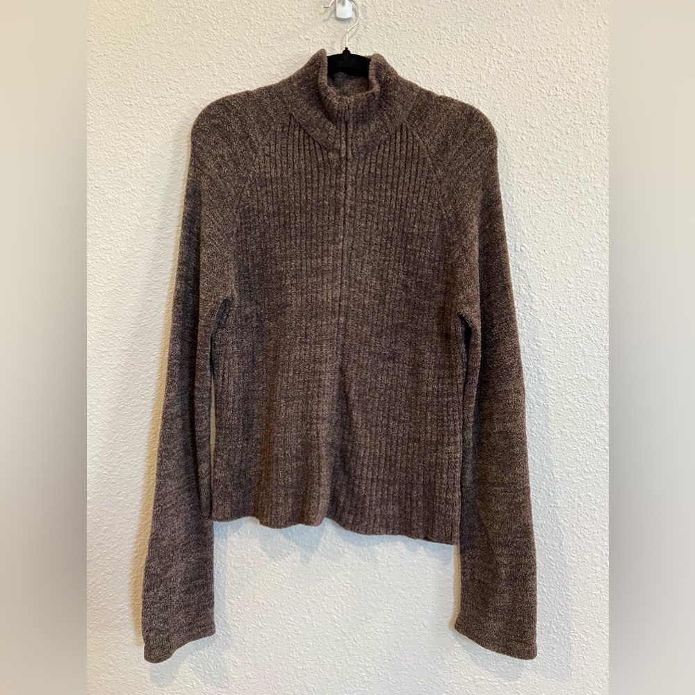 Exofficio full zip ribbed brown cardigan size medium a319